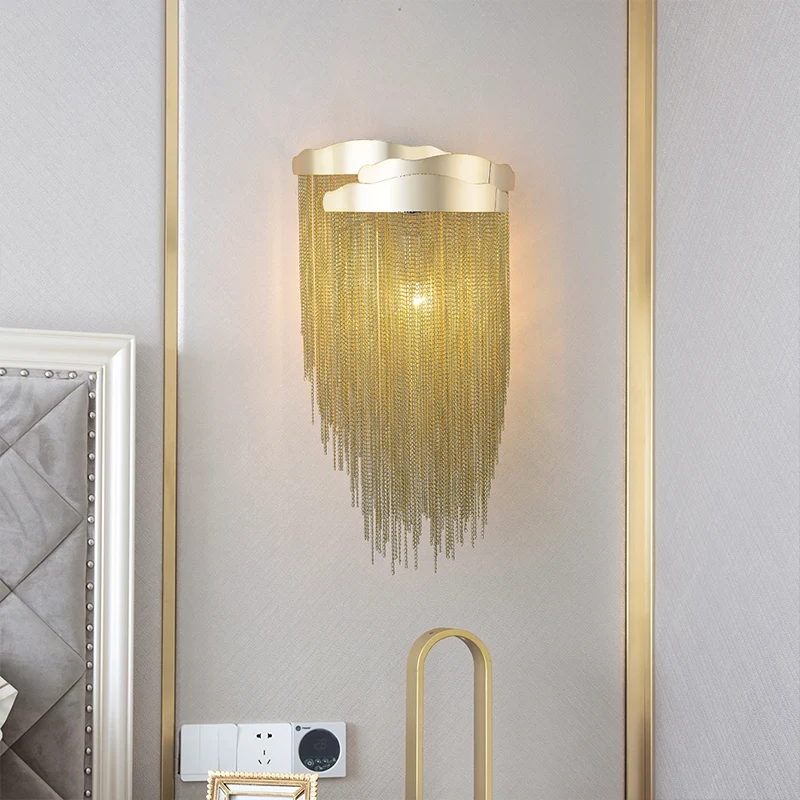 Aluminium kwastje wandlamp verlichting 3 lampen moderne stijlvolle wandkandelaar zilver/goud voor nachtkastje Clearhalo