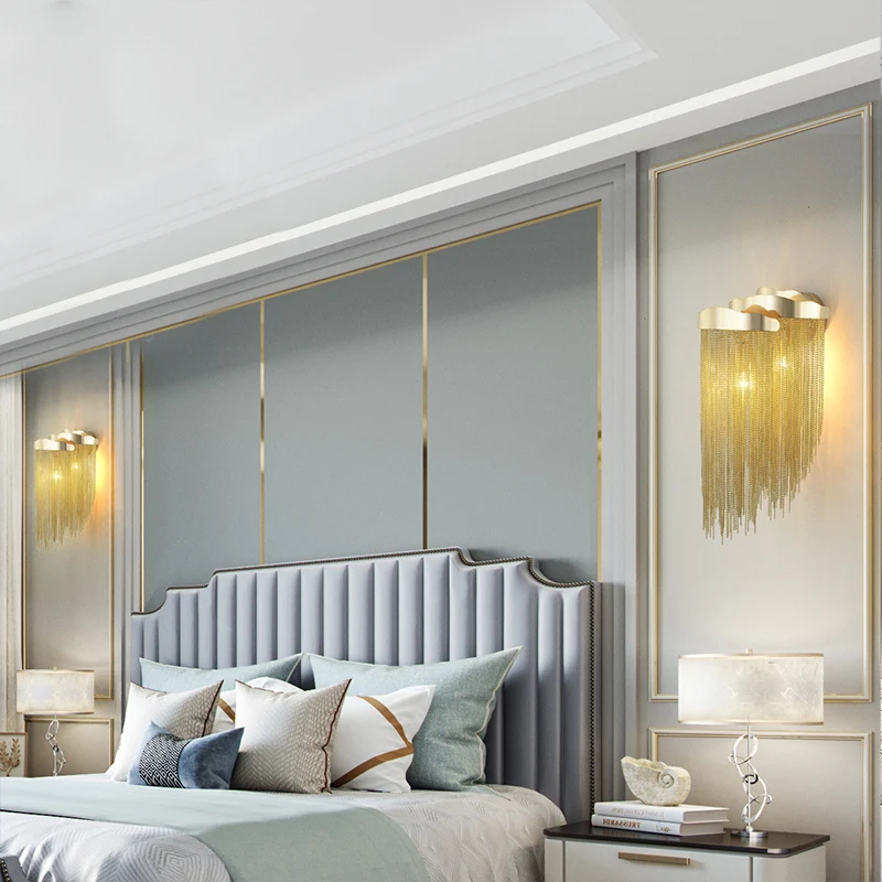 Aluminium kwastje wandlamp verlichting 3 lampen moderne stijlvolle wandkandelaar zilver/goud voor nachtkastje Clearhalo