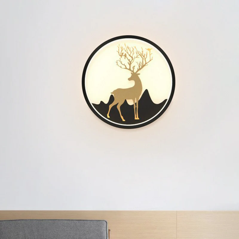 Aluminium Ring LED Wandmontage Licht Eenvoud Wandkandelaar Verlichting met Herten Decor Clearhalo
