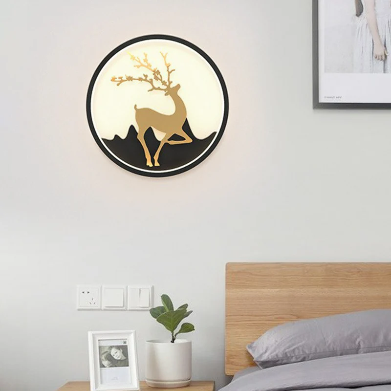 Aluminium Ring LED Wandmontage Licht Eenvoud Wandkandelaar Verlichting met Herten Decor Clearhalo