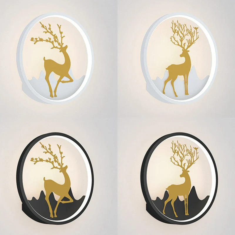 Aluminium Ring LED Wandmontage Licht Eenvoud Wandkandelaar Verlichting met Herten Decor Clearhalo
