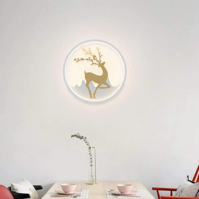 Aluminium Ring LED Wandmontage Licht Eenvoud Wandkandelaar Verlichting met Herten Decor Clearhalo