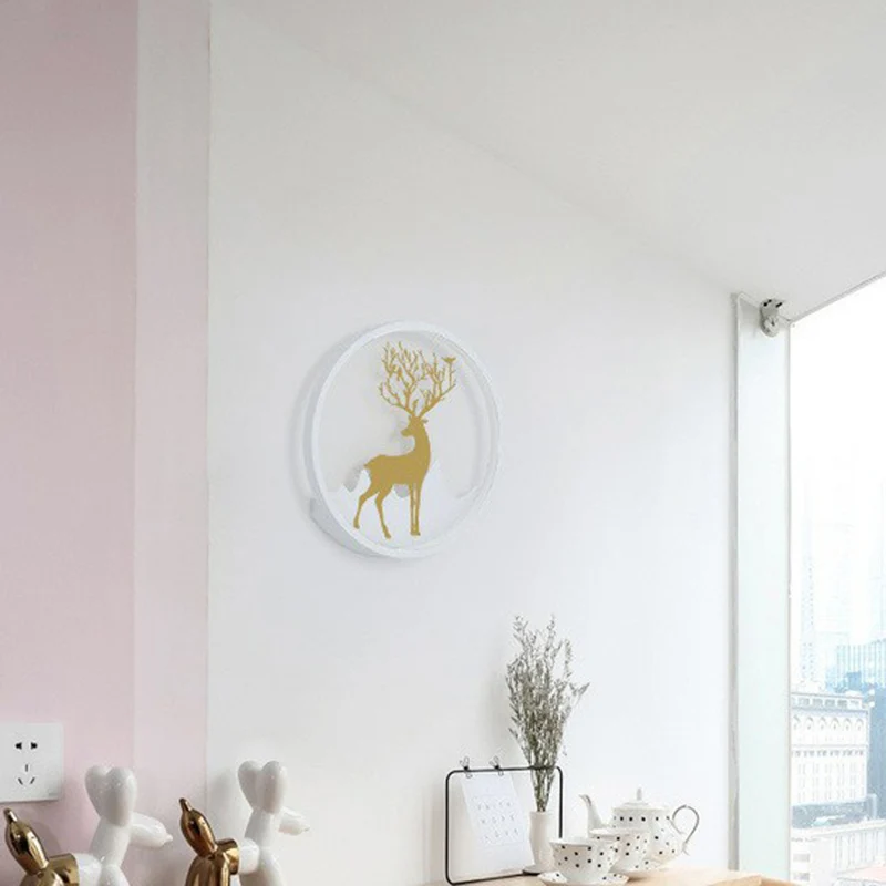 Aluminium Ring LED Wandmontage Licht Eenvoud Wandkandelaar Verlichting met Herten Decor Clearhalo