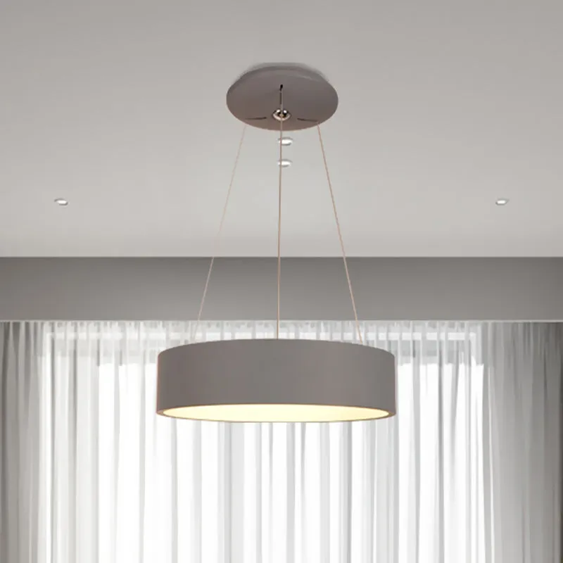 Aluminium ronde LED-hanglamp Minimalistisch grijs plafondhanglicht boven eettafel Clearhalo
