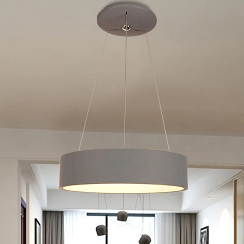 Aluminium ronde LED-hanglamp Minimalistisch grijs plafondhanglicht boven eettafel Clearhalo