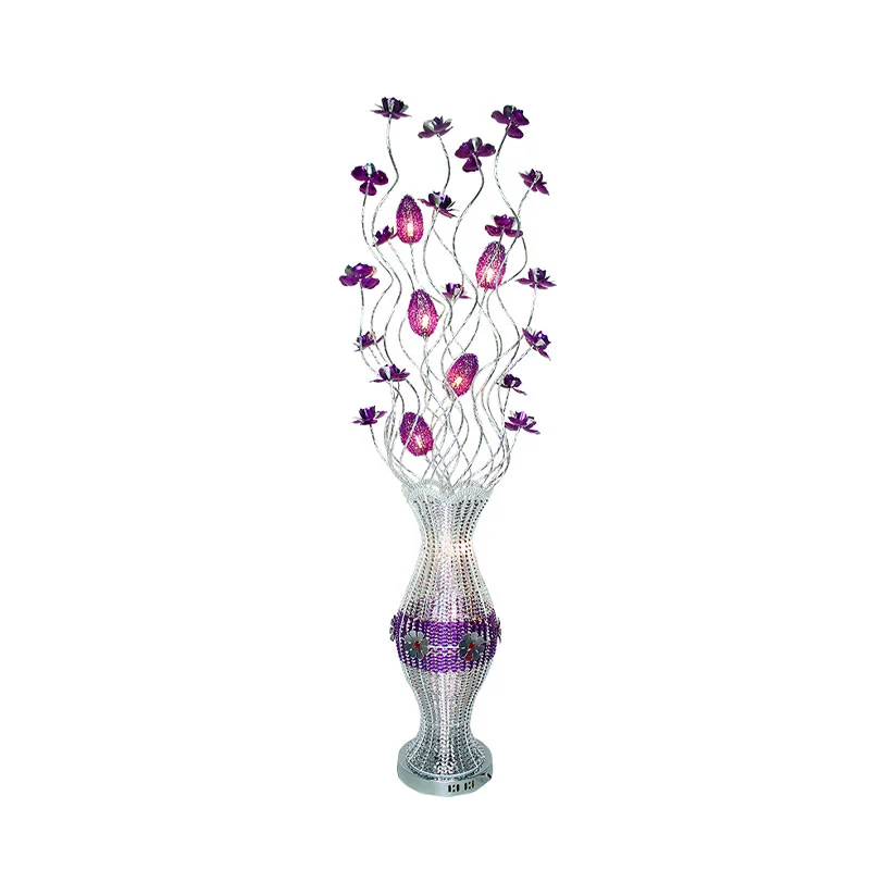 Aluminium vaasvorm Bloom staande lamp Art Decor Woonkamer LED-leesvloerlamp met schommellijn paars Clearhalo