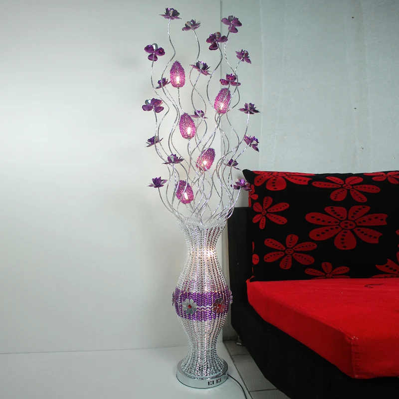 Aluminium vaasvorm Bloom staande lamp Art Decor Woonkamer LED-leesvloerlamp met schommellijn paars Clearhalo