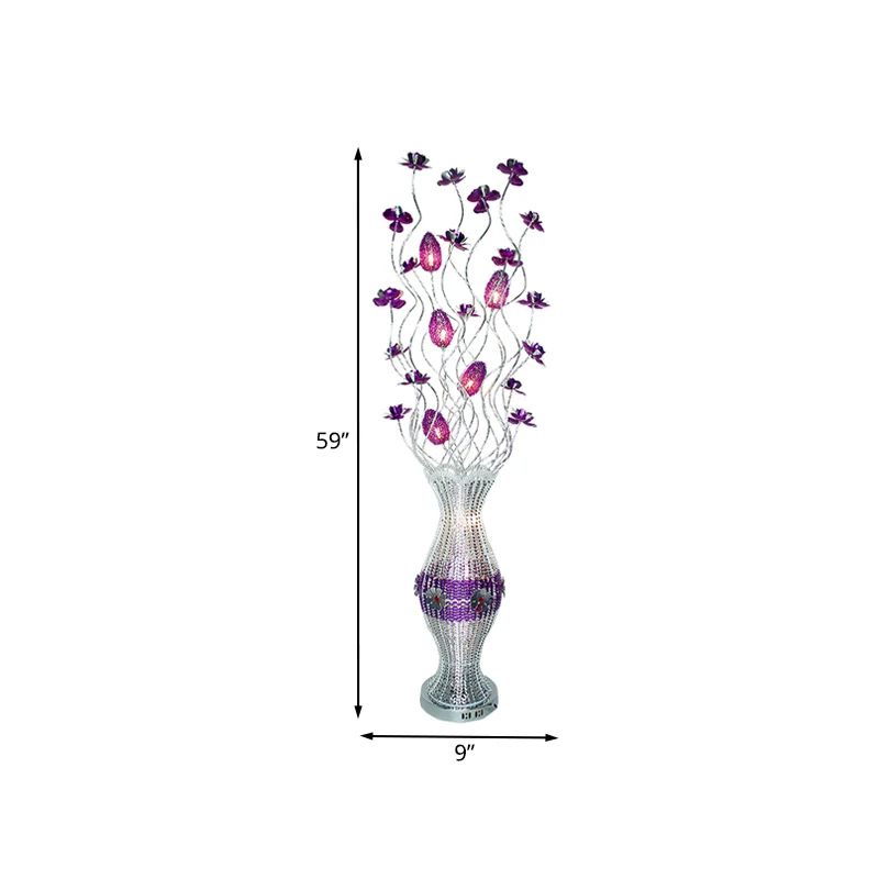 Aluminium vaasvorm Bloom staande lamp Art Decor Woonkamer LED-leesvloerlamp met schommellijn paars Clearhalo
