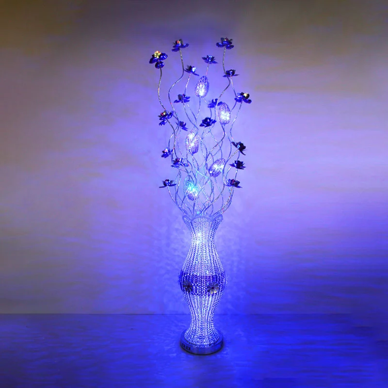 Aluminium vaasvorm Bloom staande lamp Art Decor Woonkamer LED-leesvloerlamp met schommellijn paars Clearhalo