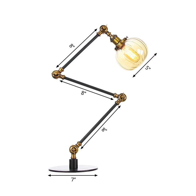 Amber/helder glas Global tafelverlichting Vintage stijlvolle 1-lichts zwart/brons afgewerkte tafellamp voor slaapkamer Cle...