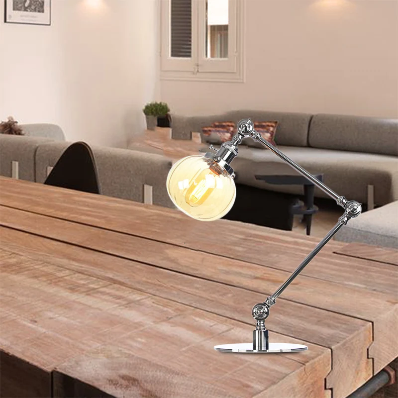 Amber/helder glas Global tafelverlichting Vintage stijlvolle 1-lichts zwart/brons afgewerkte tafellamp voor slaapkamer Cle...