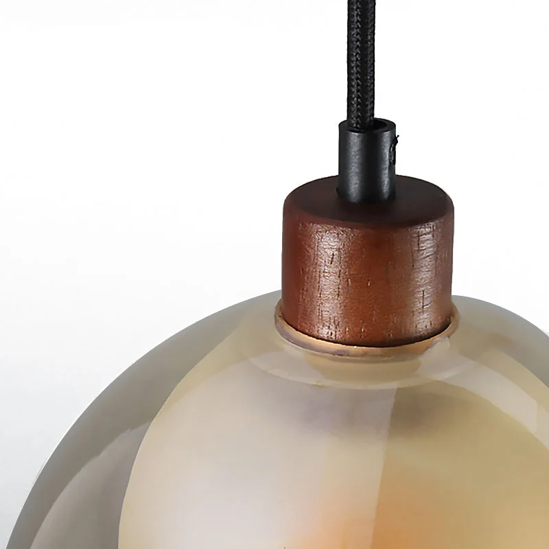 Amberkleurige glazen bel hanglamp eigentijds 1 koplicht bronzen plafondlamp met glazen binnenkap Clearhalo