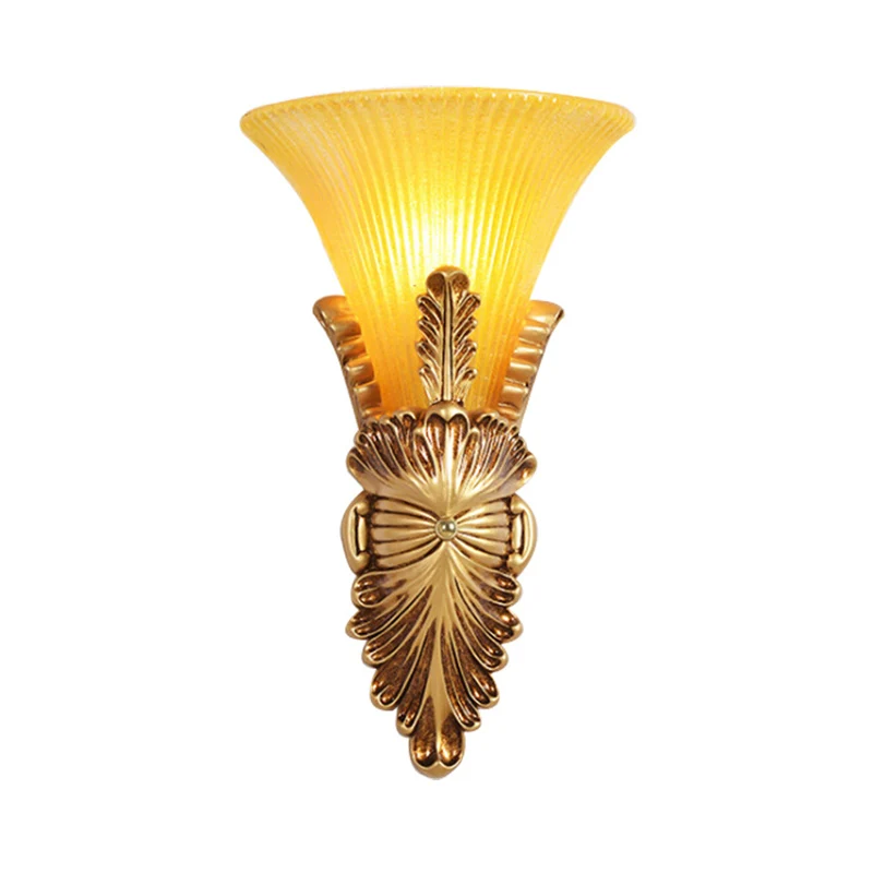 Amberkleurige glazen gouden wandverlichting uitlopende enkele lamp kolonialisme schanslamp voor gang Clearhalo