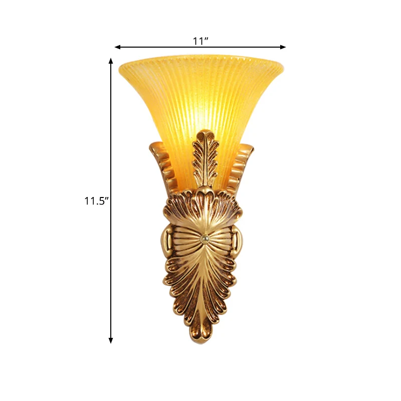 Amberkleurige glazen gouden wandverlichting uitlopende enkele lamp kolonialisme schanslamp voor gang Clearhalo