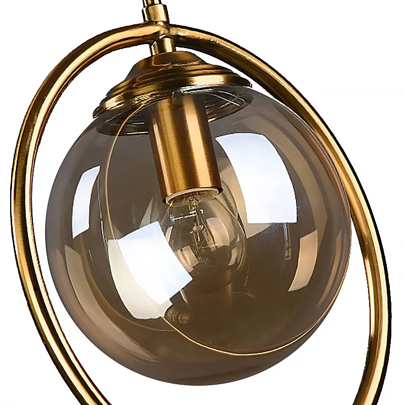 Amber/rook/helder glazen bol hanglamp post-modernistisch 1-lichts plafondgehangen armatuur met ringframe Clearhalo