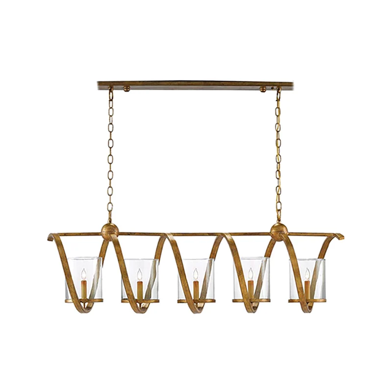Antiek Messing/Verouderd Zilver Cilinder Eilandverlichtingsarmatuur Traditioneel Helder Glas 3/5 Lampen Eetkamer Hanglamp...