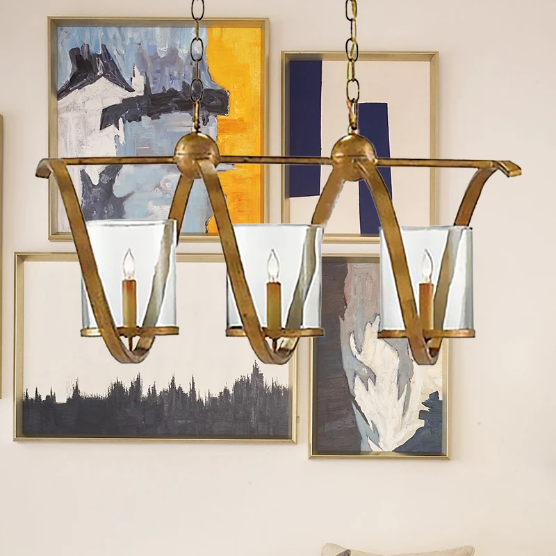 Antiek Messing/Verouderd Zilver Cilinder Eilandverlichtingsarmatuur Traditioneel Helder Glas 3/5 Lampen Eetkamer Hanglamp...