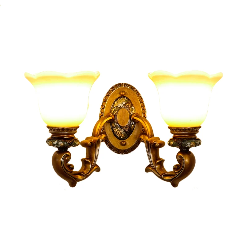 Antieke Blossom Shade Wandlamp 1/2-licht gefacetteerde kristallen schanslamp bruin voor slaapkamer Clearhalo