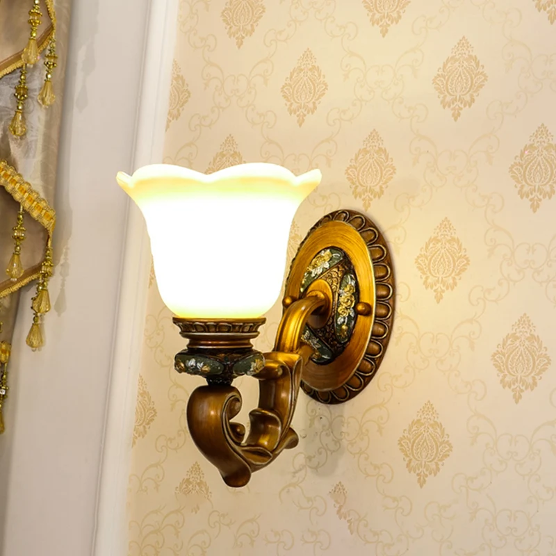 Antieke Blossom Shade Wandlamp 1/2-licht gefacetteerde kristallen schanslamp bruin voor slaapkamer Clearhalo