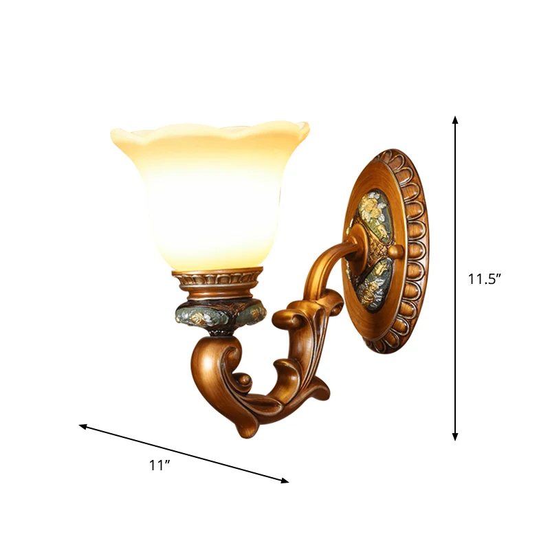 Antieke Blossom Shade Wandlamp 1/2-licht gefacetteerde kristallen schanslamp bruin voor slaapkamer Clearhalo