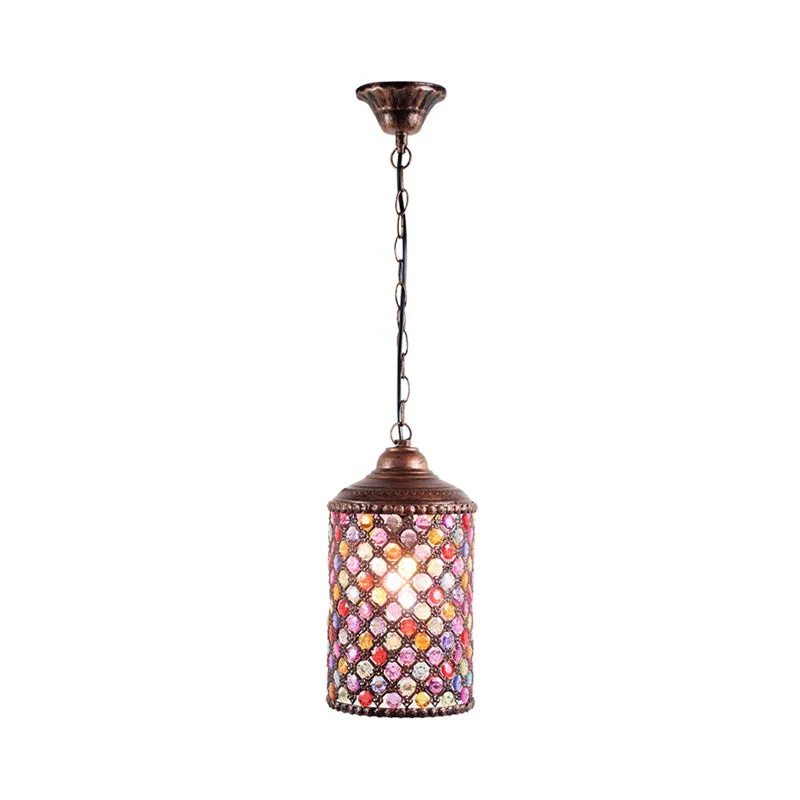 Antieke cilinder plafond hanglamp 1 lamp metalen hanglamp roest voor restaurant Clearhalo