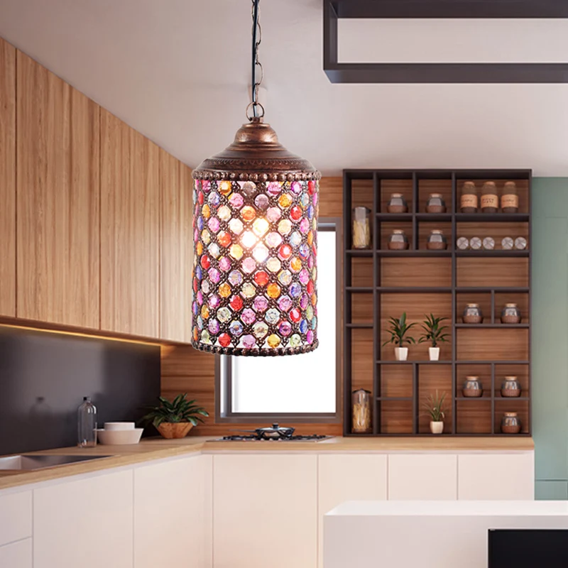Antieke cilinder plafond hanglamp 1 lamp metalen hanglamp roest voor restaurant Clearhalo