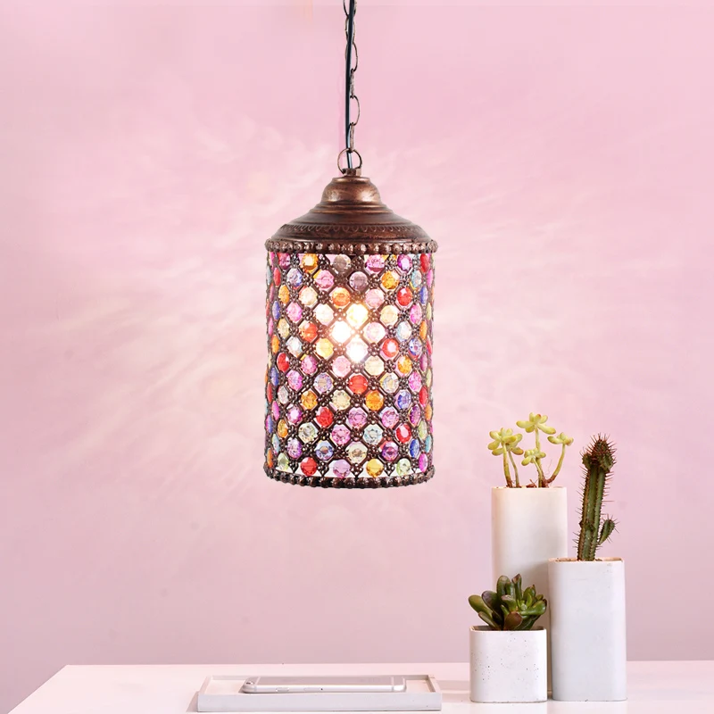 Antieke cilinder plafond hanglamp 1 lamp metalen hanglamp roest voor restaurant Clearhalo