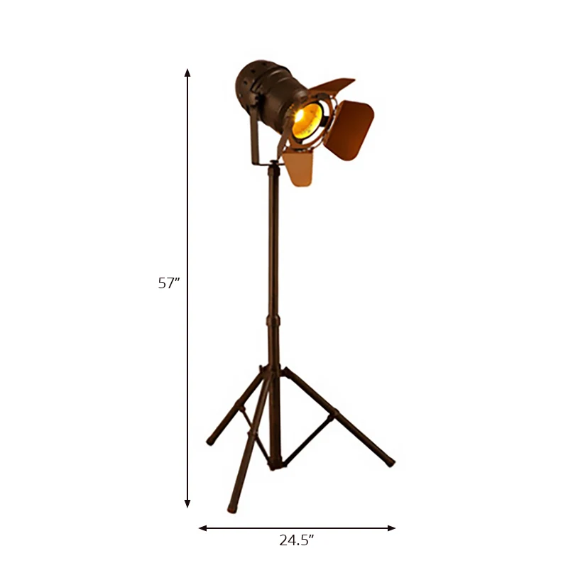 Antieke stijlvolle driepoot staande vloerlamp 1/2-licht metallic draaibare vloerlamp donkerroest voor woonkamer Clearhalo