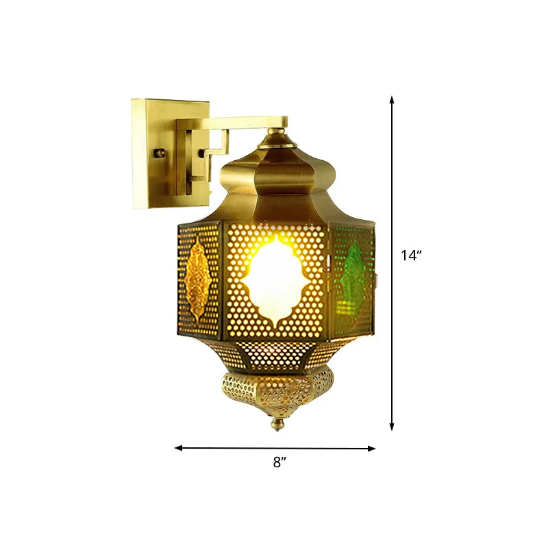 Arabische lantaarn schans verlichting 1 kop metalen wandmontage lamp messing voor gang Clearhalo