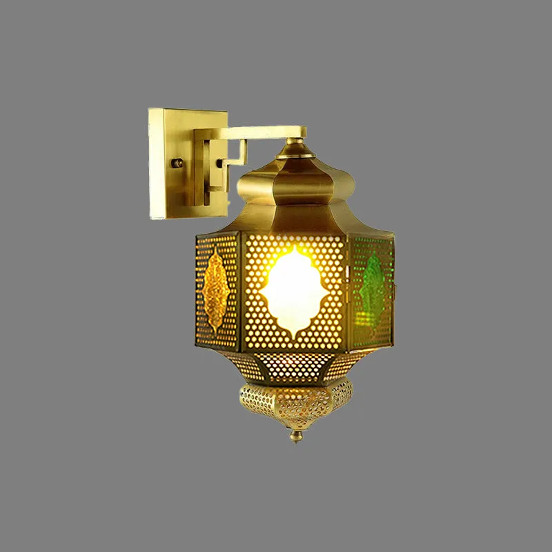 Arabische lantaarn schans verlichting 1 kop metalen wandmontage lamp messing voor gang Clearhalo
