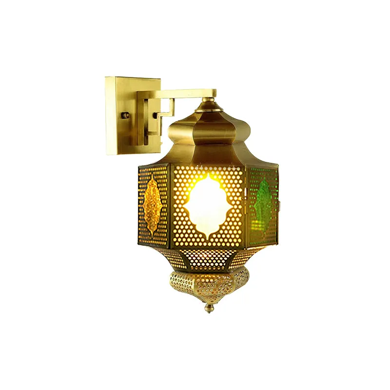 Arabische lantaarn schans verlichting 1 kop metalen wandmontage lamp messing voor gang Clearhalo