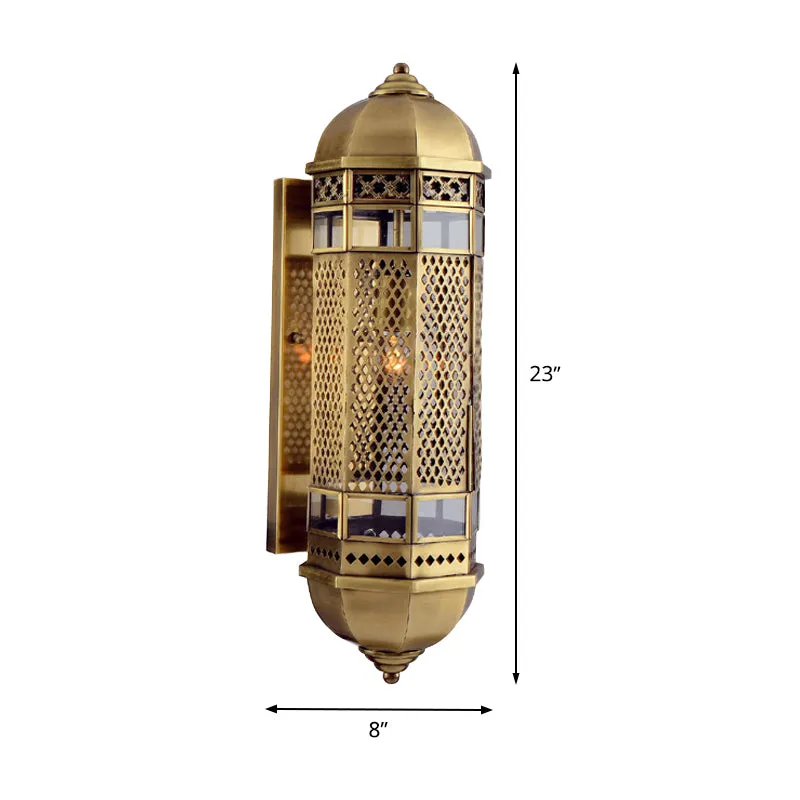 Arabische stijl uitgeholde schans 1 kop metalen wandgemonteerde lamparmatuur messing voor trap Clearhalo