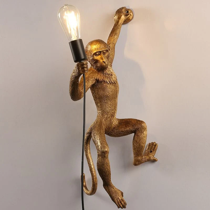 Art Deco Aap Wandlamp Hars 1 Hoofd Kinderslaapkamer Muurverlichtingsarmatuur Clearhalo