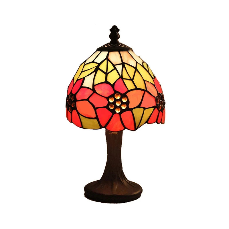 1 Art Deco Tafelverlichting met Kap Glas--lood Zonnebloem Staande Tafellamp Clearhalo