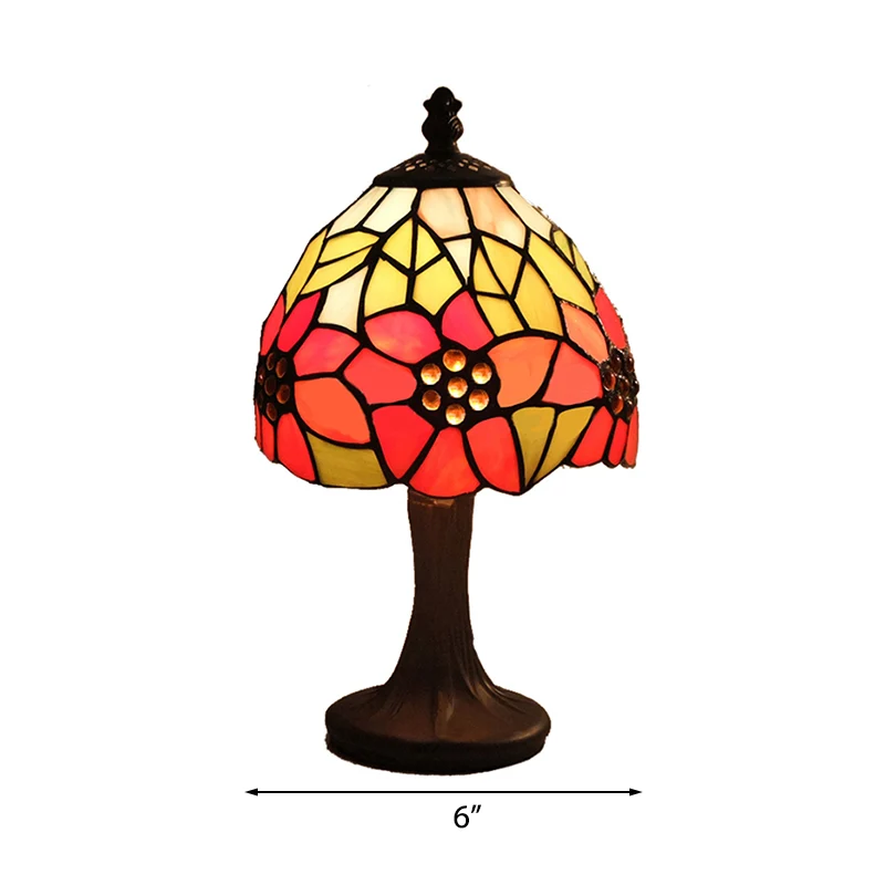 1 Art Deco Tafelverlichting met Kap Glas--lood Zonnebloem Staande Tafellamp Clearhalo