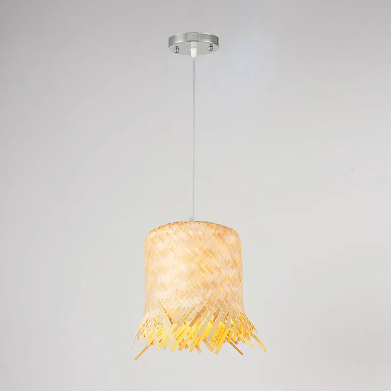 Asia Fringe hanglamp bamboe 1-lichts keukenhanglampset beige Clearhalo