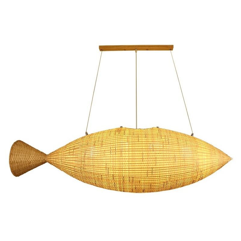 Azië Visvormige hanglamp Bamboe Eetkamer Hanglamp beige Clearhalo