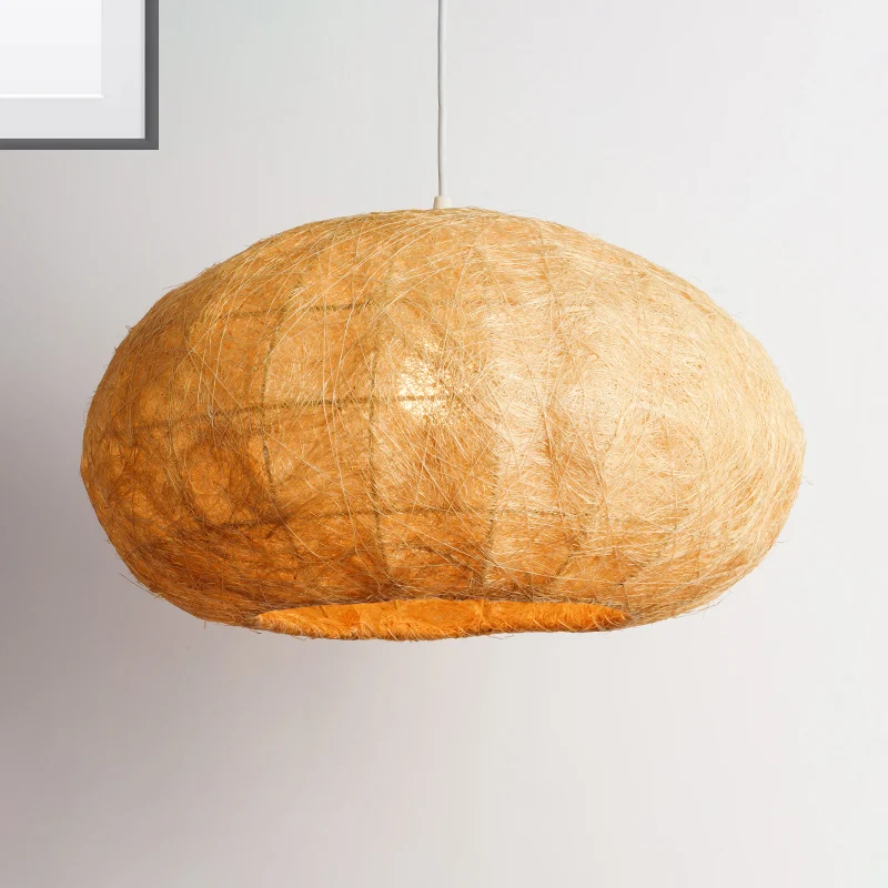 Aziatische plafondlamp met 1 lamp, houten lantaarn, hanglamp met bamboe kap Clearhalo