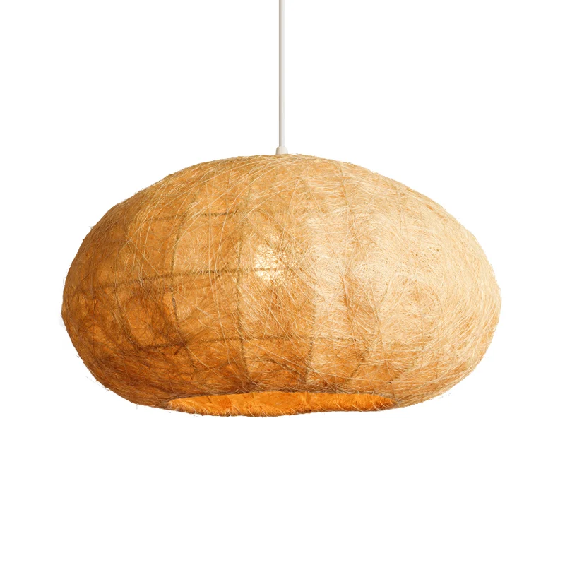 Aziatische plafondlamp met 1 lamp, houten lantaarn, hanglamp met bamboe kap Clearhalo
