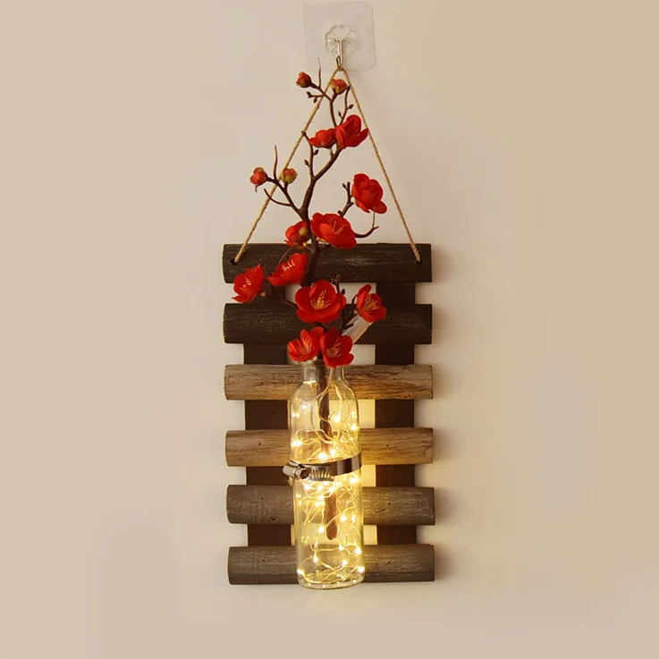 Aziatische stijl bloemenwandlamp helderglazen kap lichtslingers met roze/rode bloemdecor Clearhalo