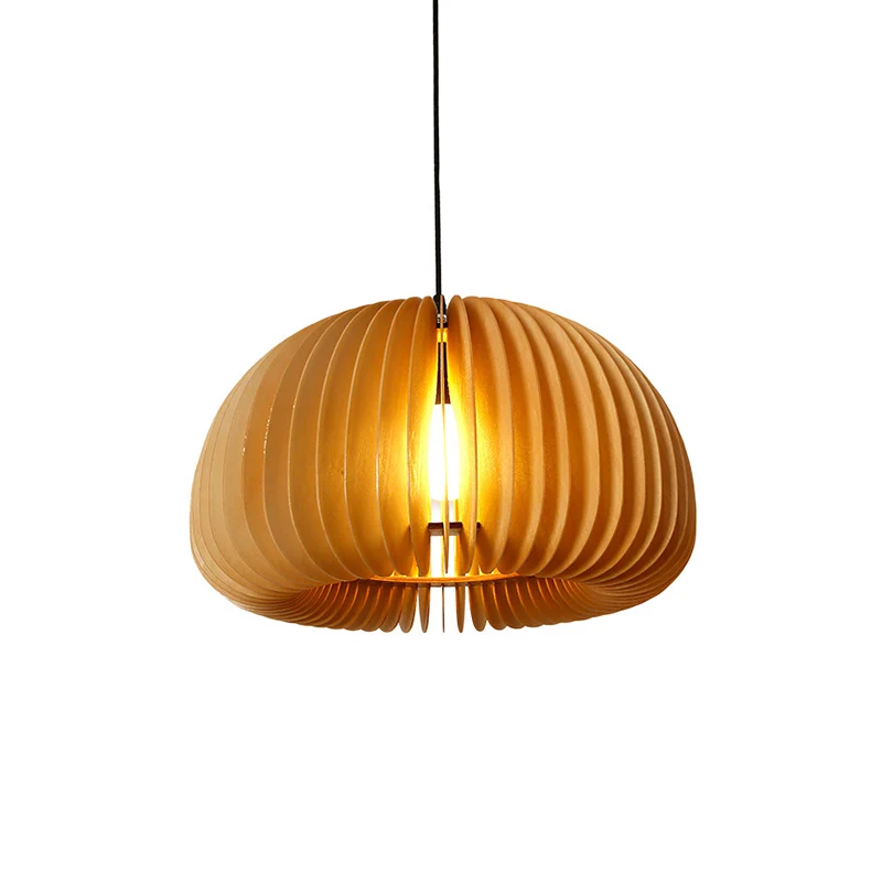 Aziatische stijl koepel schaduwplafondverlichting hout 1 lamp restaurant hangend lichtarmatuur Clearhalo
