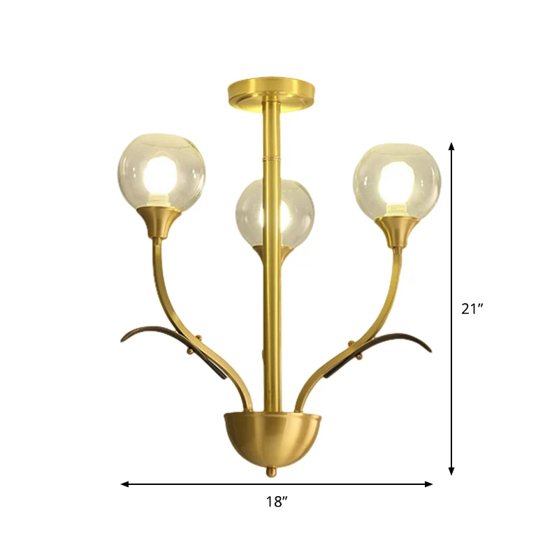 Bal helder glas inbouwverlichting Vintage 3/6 hoofden zitkamer semi-inbouw kroonluchter messing Clearhalo