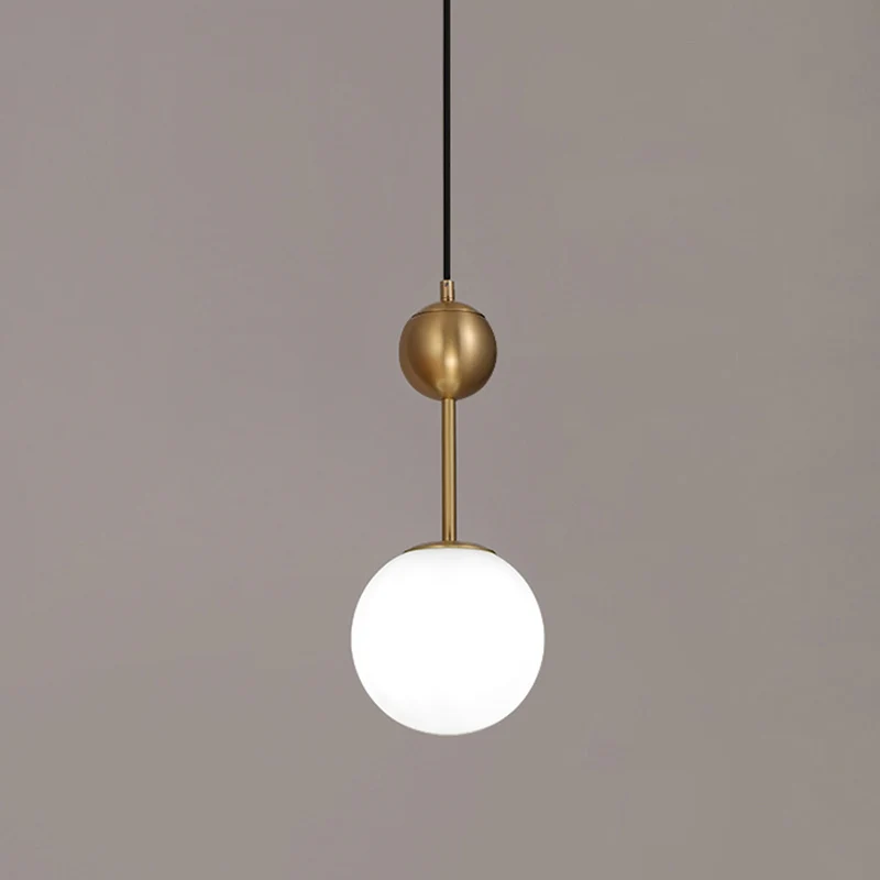 Ball Nachtkastje Hanglamp Opaline Glas 1-lichts Minimalistische hanglamp messing Clearhalo