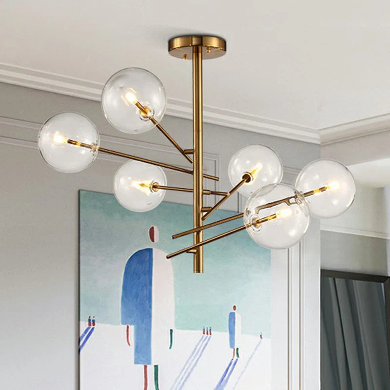 Ball Restaurant Kroonluchter Helder glas postmoderne stijl hanglamp goud Clearhalo