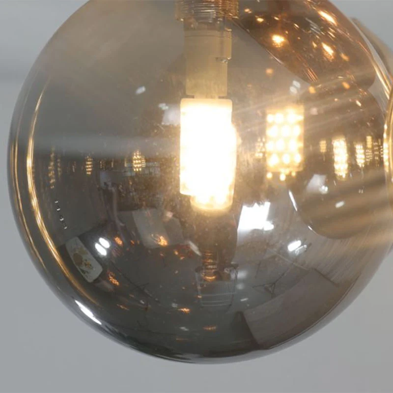 Ball Smoke Grey Glass Plafondlamp Postmodern 5-lichts goudkleurige semi-inbouwlamp Clearhalo