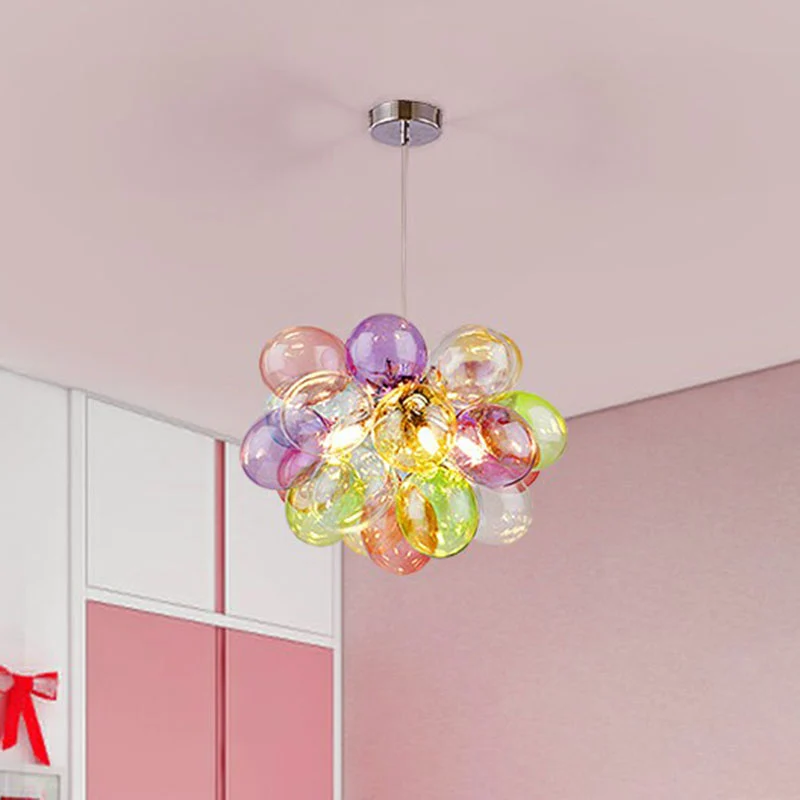 Ballonnen kinderkamer kroonluchter veelkleurige glazen cartoon LED-hanglamp roestvrij staal Clearhalo