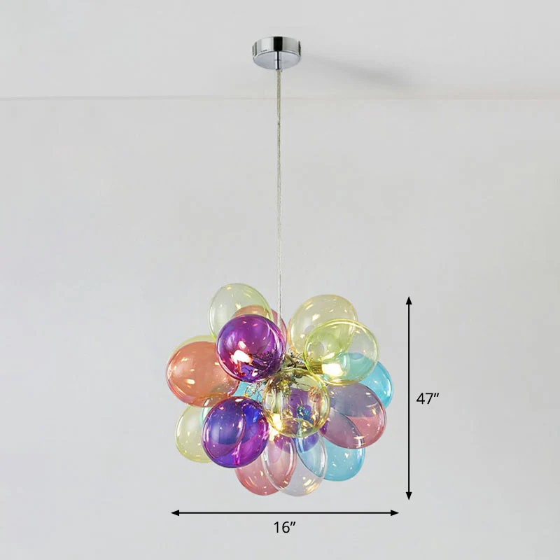 Ballonnen kinderkamer kroonluchter veelkleurige glazen cartoon LED-hanglamp roestvrij staal Clearhalo