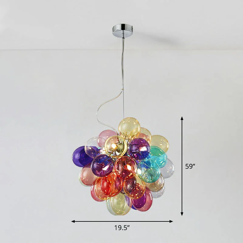 Ballonnen kinderkamer kroonluchter veelkleurige glazen cartoon LED-hanglamp roestvrij staal Clearhalo