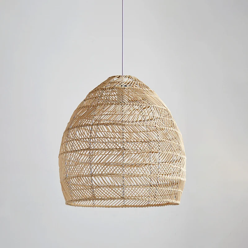 Bamboe Cloche Hanglampset Tropisch 1 Kop 14"/18" Brede Beige Hangende Verlichtingsarmatuur Clearhalo