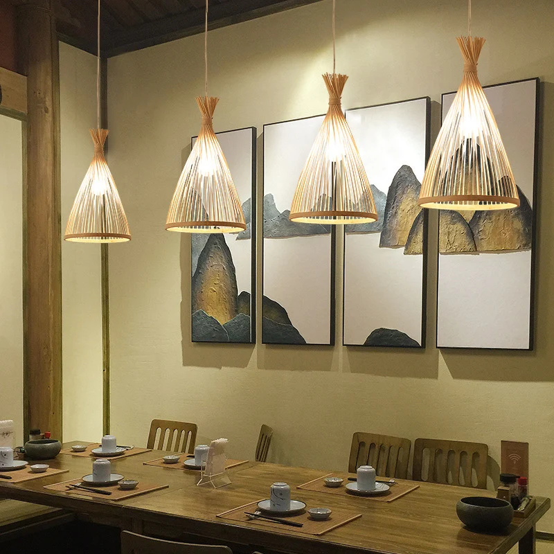Bamboe conische hanglamp Japanse stijl 1 kops plafondhanglamp voor theesalon Clearhalo